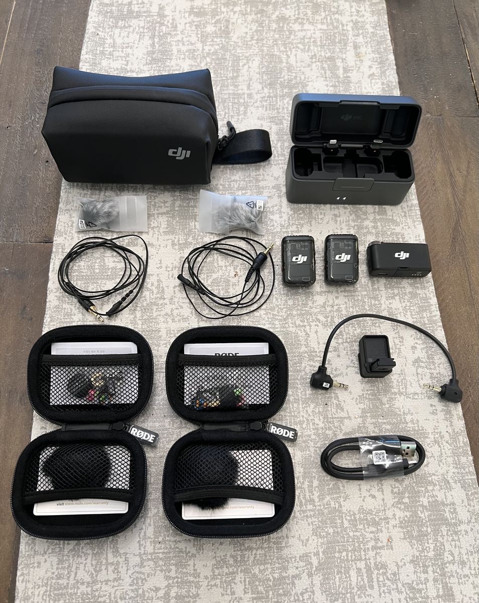 DJI Mic 2, DJI Mic 2 MI Shoe Adapter, & 2 Rode Lavalier II Microphone (Black