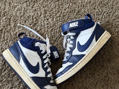 Nike Court Borough Mid 2 PS Navy Blue White Sneakers Size 3.5Y (CD7782-107)