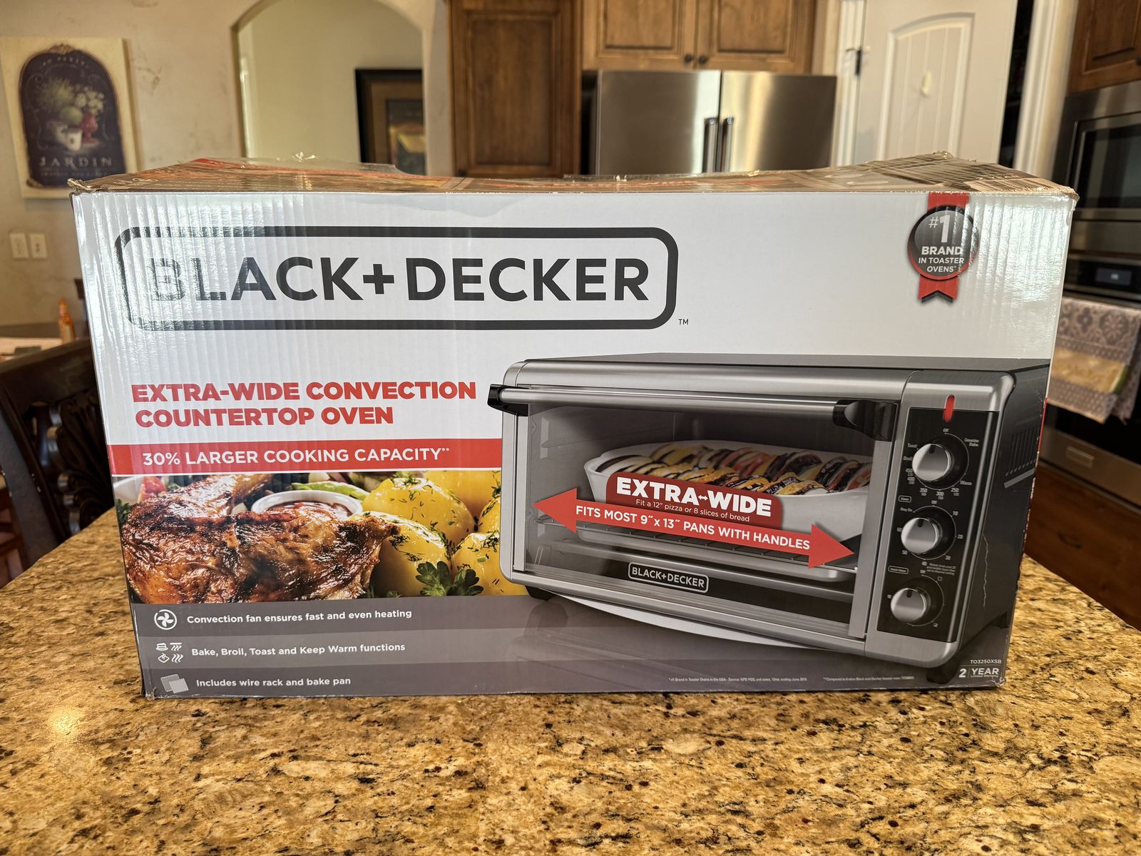 Black+Decker TO4314SSD Extra-Wide Convection Countertop Toaster Oven, Stainless Steel