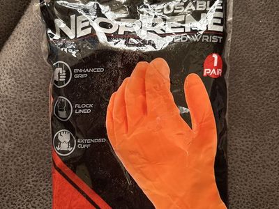 Boss Reusable Neoprene Gloves with Extended Cuff Size Large Orange