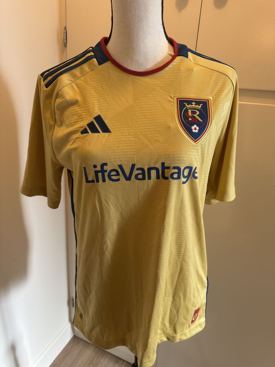 Youth XL Adidas Real Salt Lake RSL Soccer Jersey Gold LifeVantage