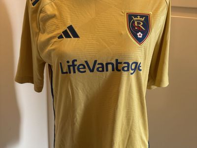 Youth XL Adidas Real Salt Lake RSL Soccer Jersey Gold LifeVantage