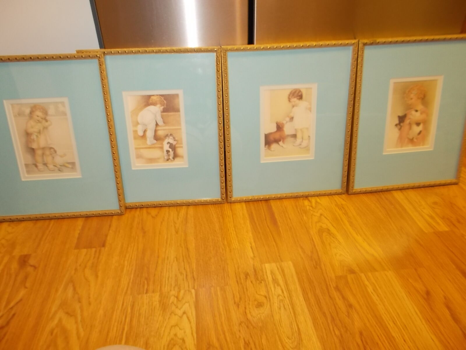 4 VINTAGE FRAMED BESSIE PEASE GUTMAN PRINTS DARLING