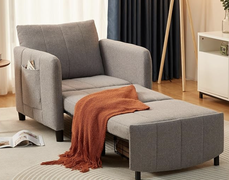 NEW ZZW Sleeper Chair, 84" Extra Long Convertible Chair Bed 4-in-1 Pull out Chair Single Sofa