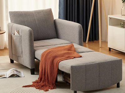 NEW ZZW Sleeper Chair, 84" Extra Long Convertible Chair Bed 4-in-1 Pull out Chair Single Sofa