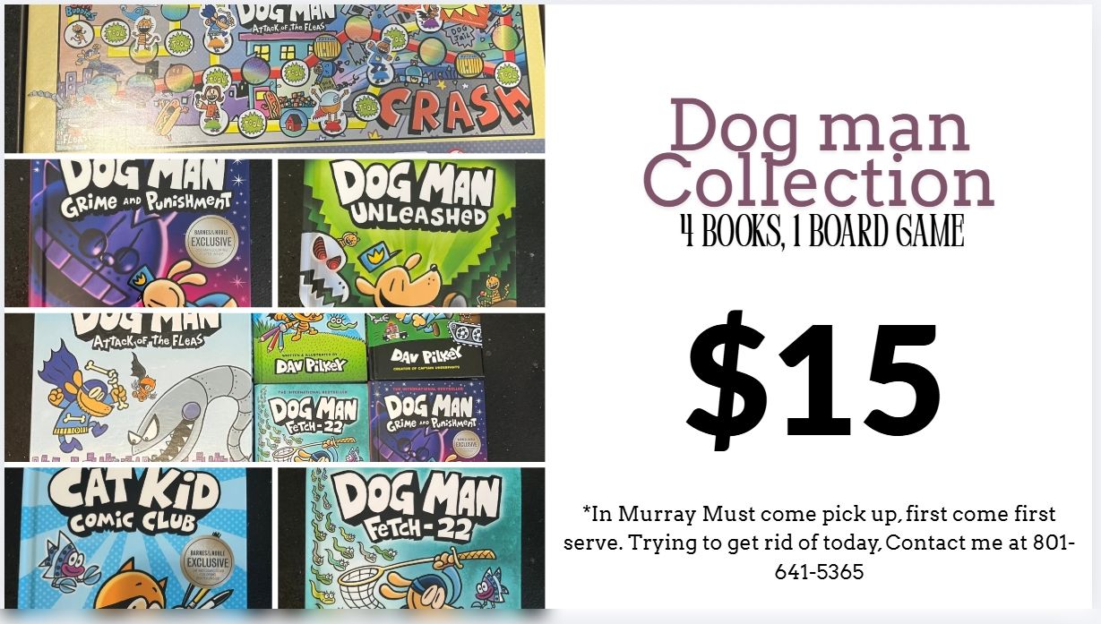 Dog Man Book & Game Bundle - 4 Hardcover Books + Attack of the Fleas Board Game