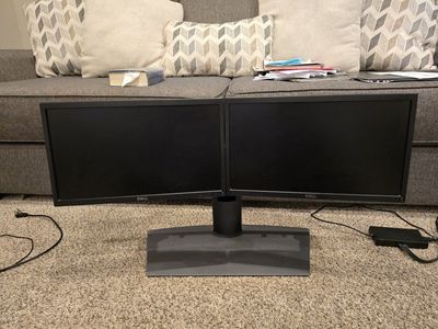 2 Dell Monitors and dual monitor stand