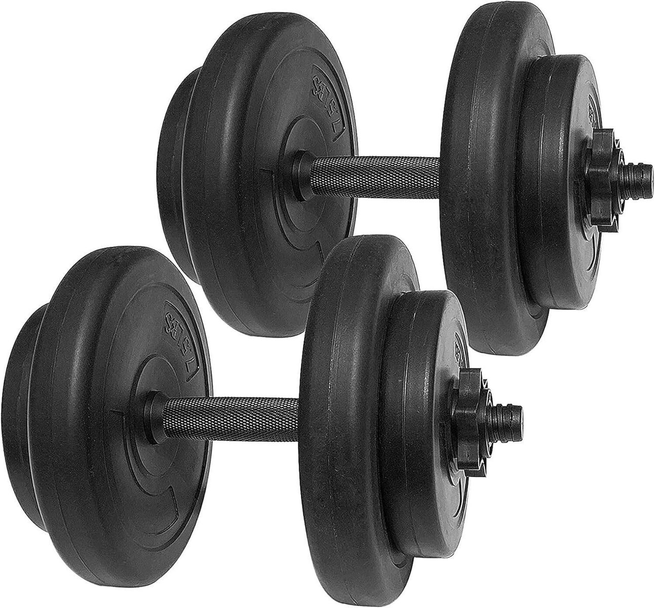 BalanceFrom 40-lb Vinyl Dumbbell Set with 2.5 Pound and 7.5 Pound Weights and Collar Locks, Black