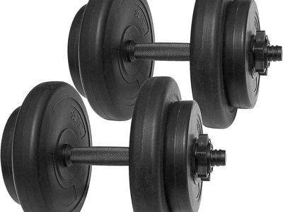BalanceFrom 40-lb Vinyl Dumbbell Set with 2.5 Pound and 7.5 Pound Weights and Collar Locks, Black