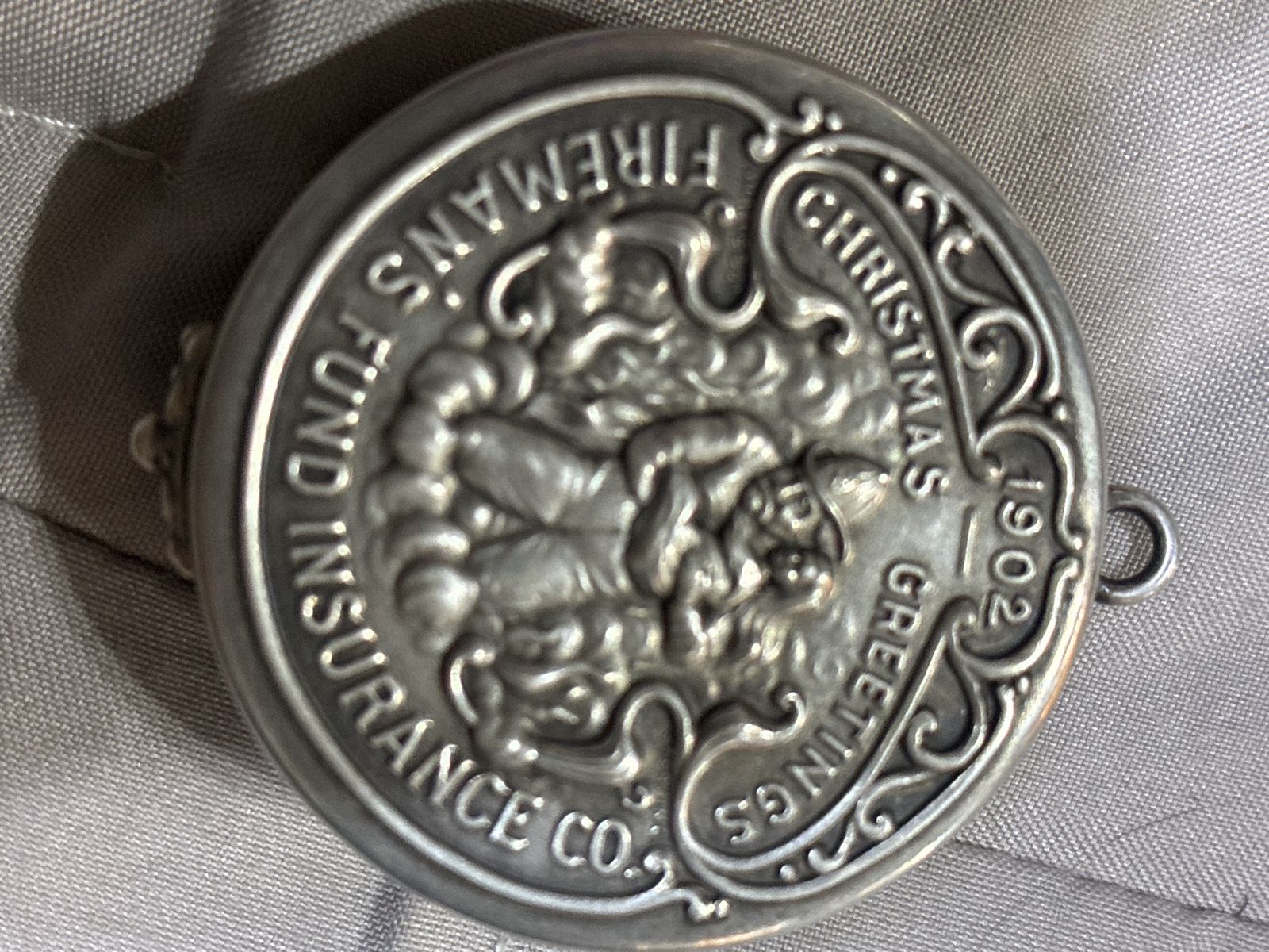 Antique 1902 Fireman's Fund Insurance Co. Pocket Compass Made in France
