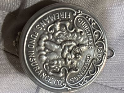 Antique 1902 Fireman's Fund Insurance Co. Pocket Compass Made in France