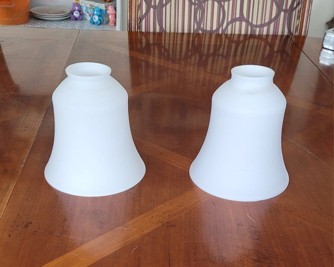 2 Frosted White Glass Light Shade Covers