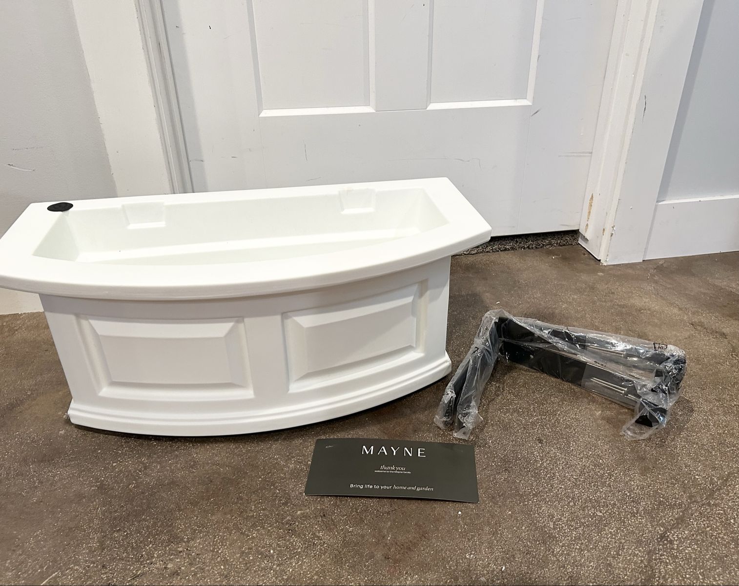 New Mayne Window Box Planter White, Wall Mount Garden Flowers