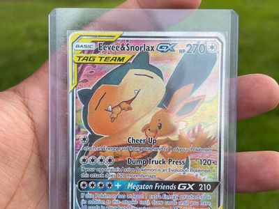 Pokemon TCG Eevee & Snorlax GX Tag Team Full Art Holographic Card