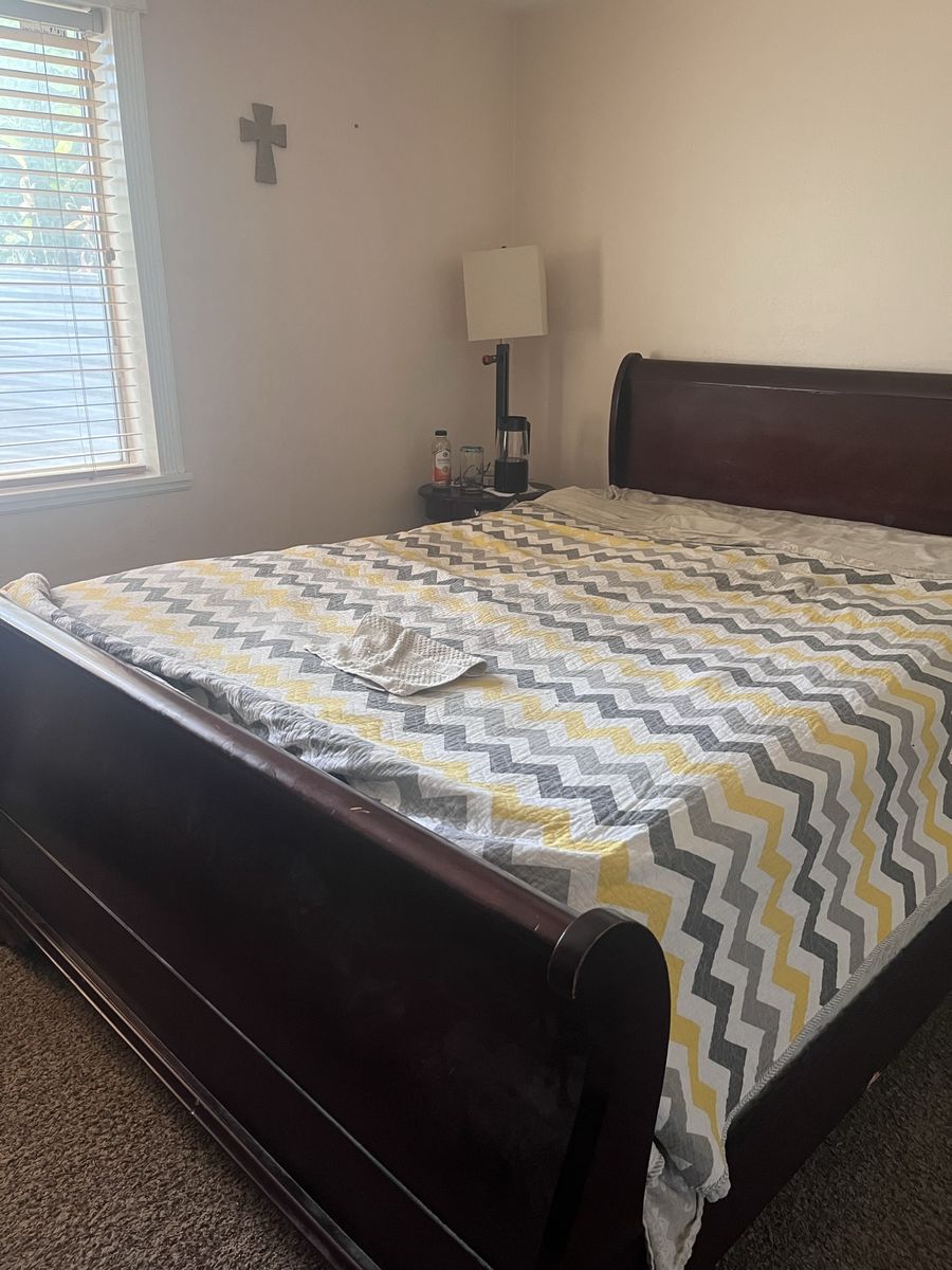 Dark Wood Queen Size Bed Frame