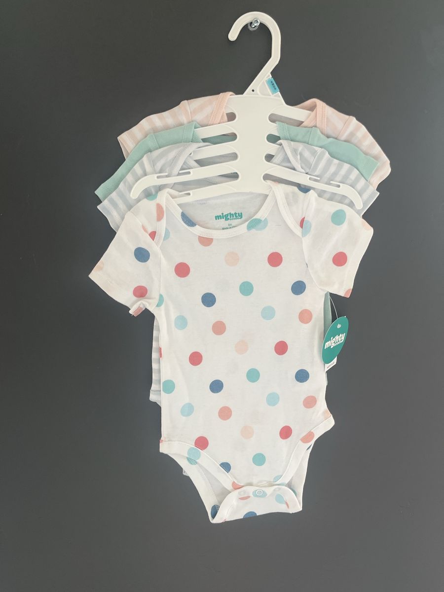Mighty Baby Girl's 4- Pack Short Sleeve Bodysuits, Assorted Prints, 6 Mo