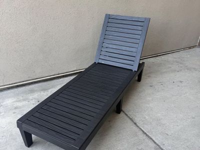 Set Of 2 Outdoor Adjustable Poly Resin Chaise Black Lounge Chair