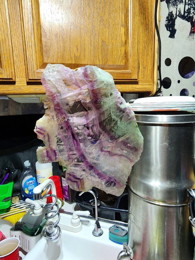 Large Raw Rainbow Fluorite Mineral Specimen Slice