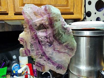 Large Raw Rainbow Fluorite Mineral Specimen Slice