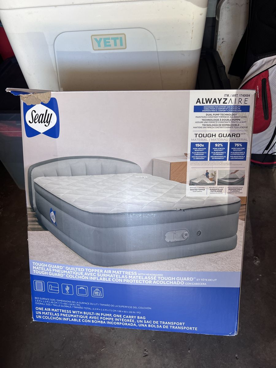 Sealy Alwayzaire Tough Guard Queen Air Mattress with Headboard & Built-in Pump