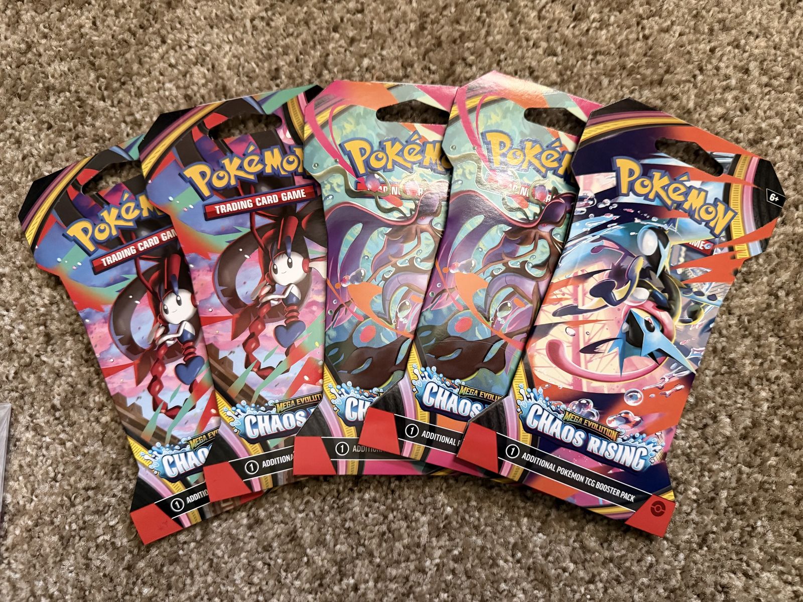 Pokémon TCG Mega Evolution Chaos/Chaos Rising Booster Packs - Lot of 5 New Sealed