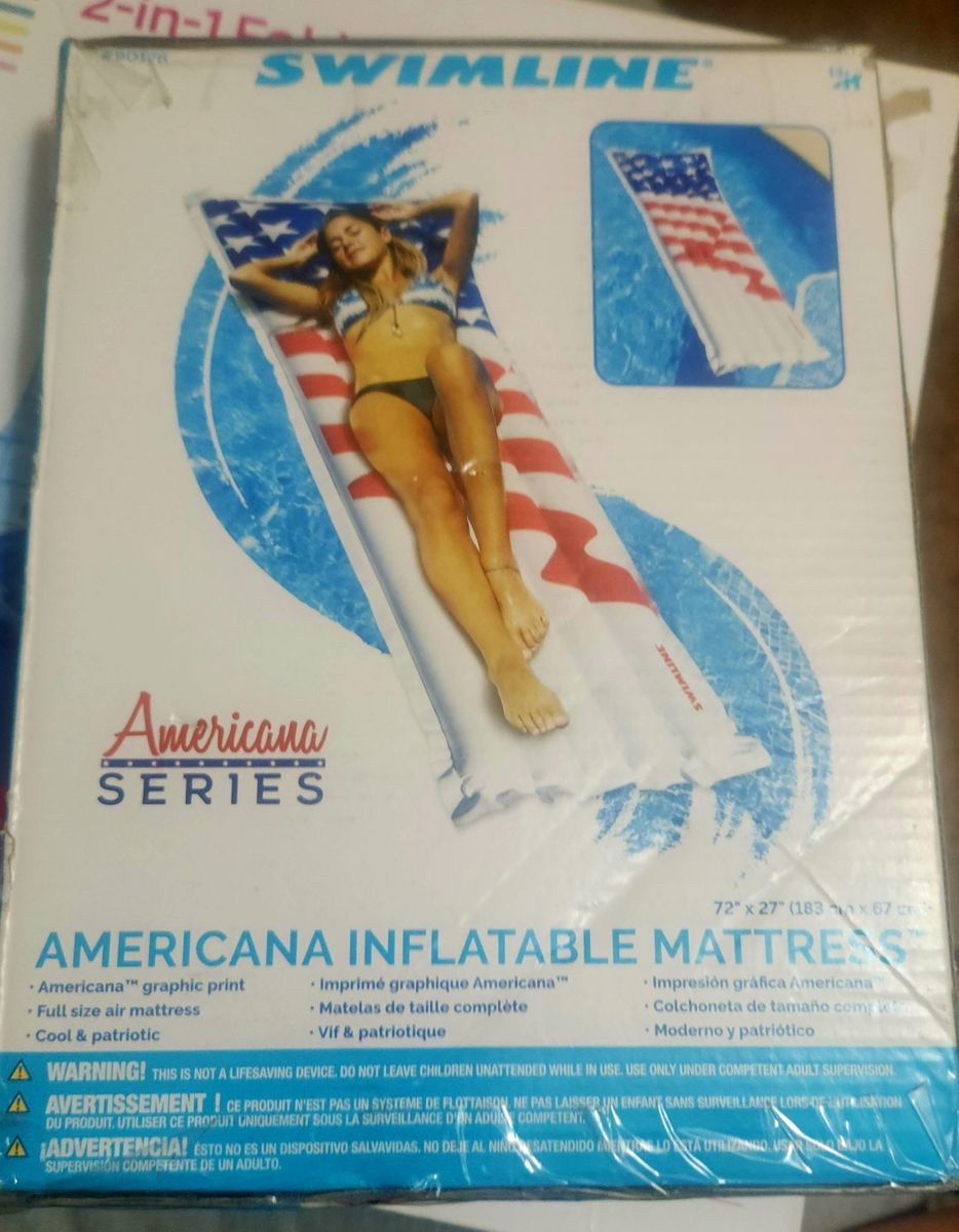 NEW  Inflatable Air Mattress 72"x27" USA Flag Design