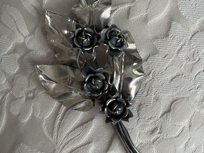 Large Sterling Silver Flower Pin - Early 1940's-Antique