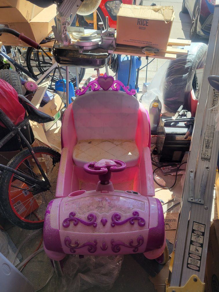 Pink Ride-On Princess Carriage Battery-Powered Toy (Lights & Sounds)