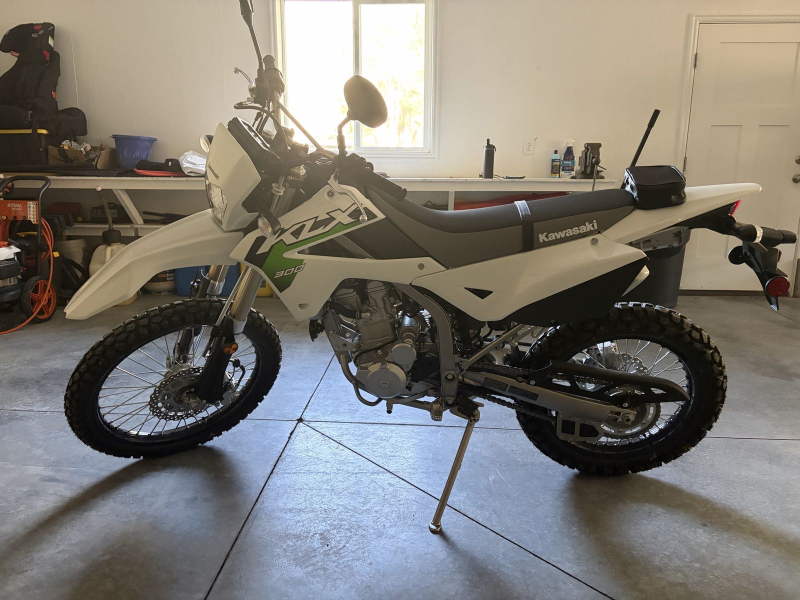 2026 Kawasaki KLX300 Dual-Sport Motorcycle - White/Green, Excellent Condition