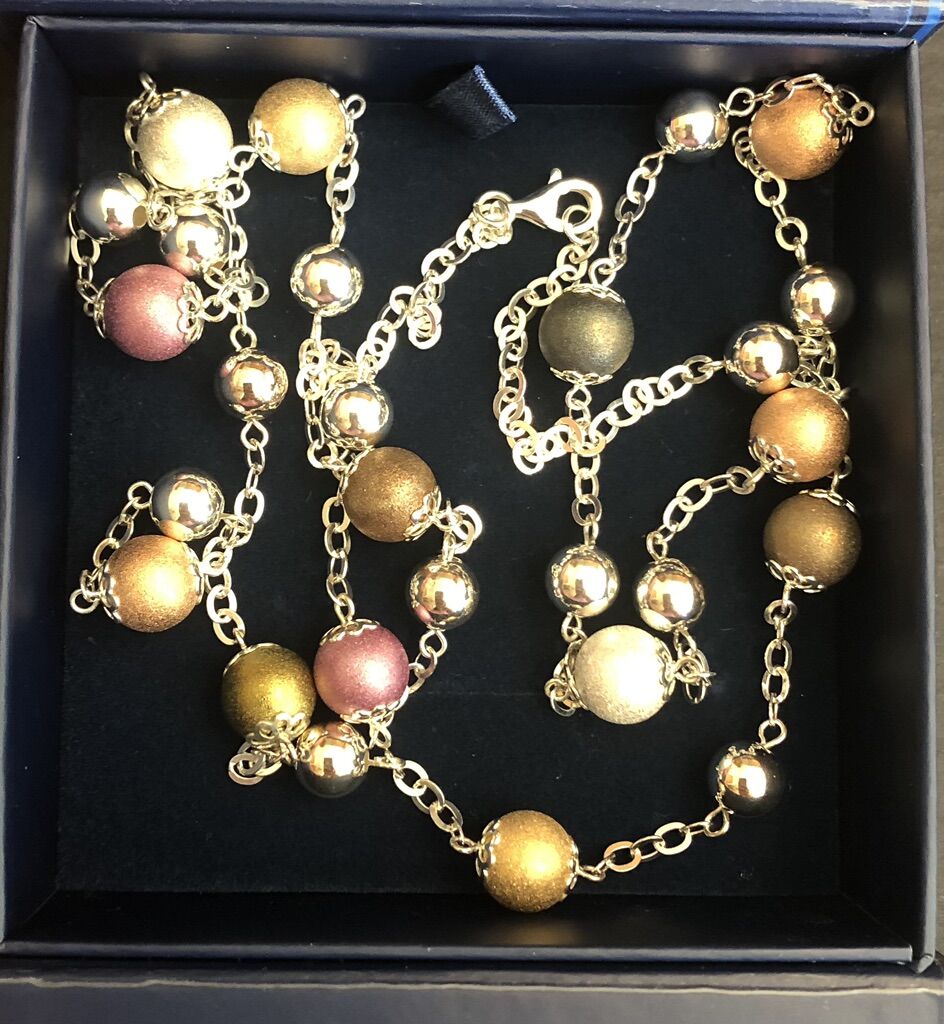 Fun Sterling Silver Beaded Necklace 36 Inch