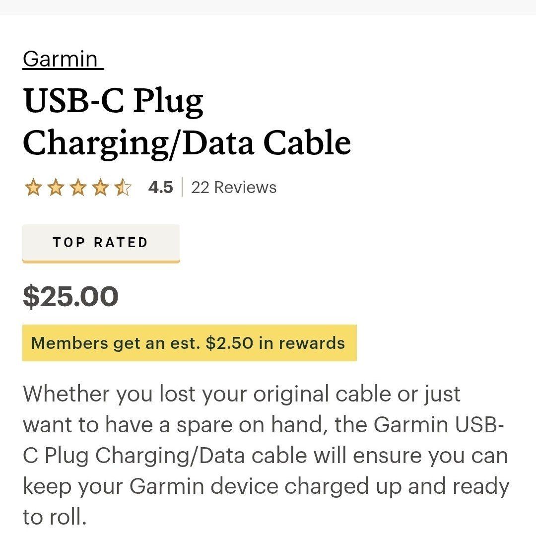 Garmin Watch USB-C Charging Cable BRAND NEW Folks!