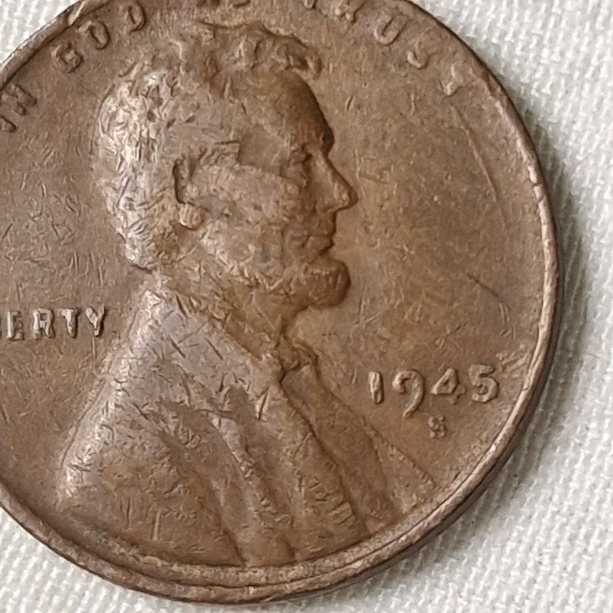 1945 S US Lincoln Wheat Penny One Cent Coin