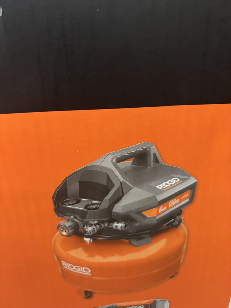 RIDGID 6 Gal. 150 PSI Portable Electric Oil-Free Jobsite Pancake Air Compressor with Dual Pressure Gauges