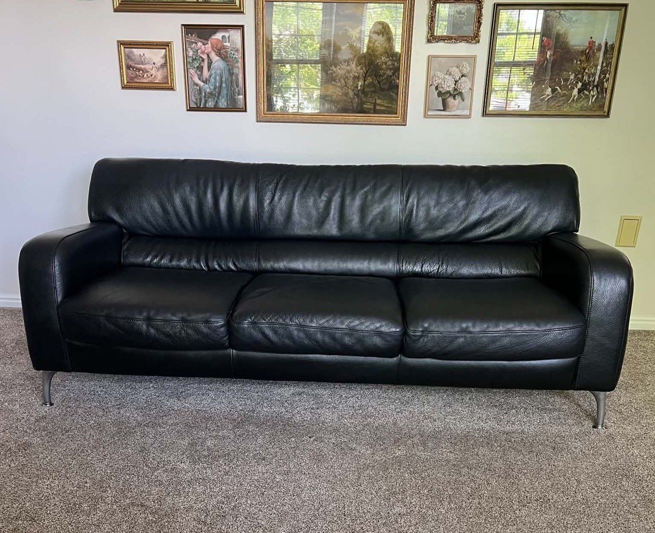Authentic Vintage Natuzzi sofa made in Italy - Top grain leather