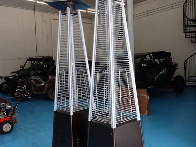 Pair of Outdoor Patio Propane Heaters - Pyramid Flame Style, Mobile