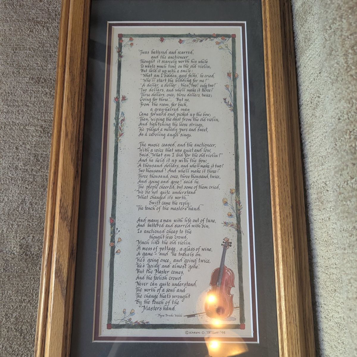 Framed and matted poem - The Touch of the Master's