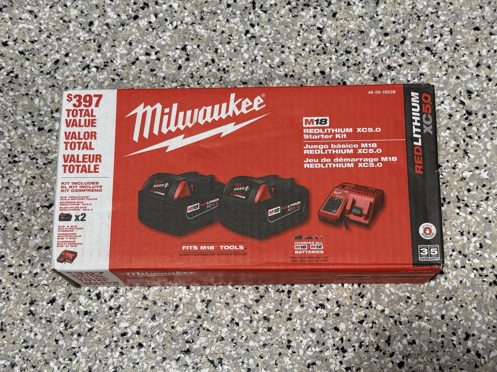 Milwaukee M18 XC5.0 Starter Kit 48-59-1852B - 2 Batteries & Charger