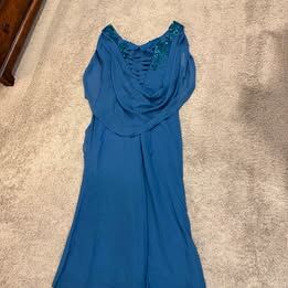 New Mother of the Bride Blue Chiffon Cape floor length dress