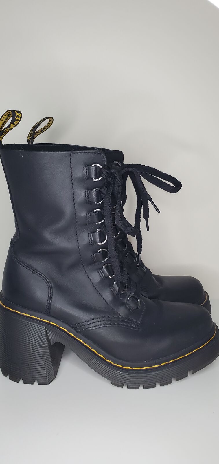 Chesney Leather Flared Heel Lace up Dr. Martens