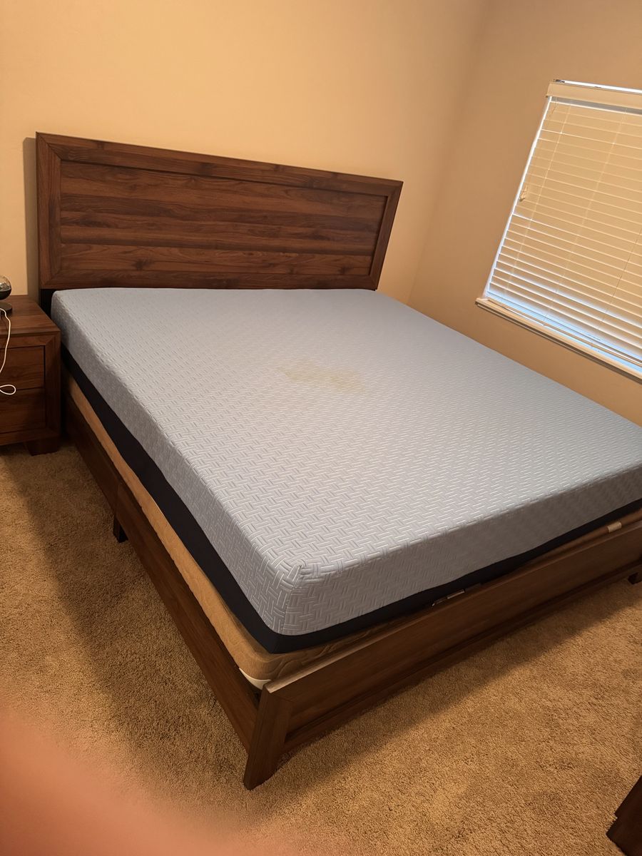 King bed, frame, and nightstand