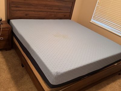 King bed, frame, and nightstand