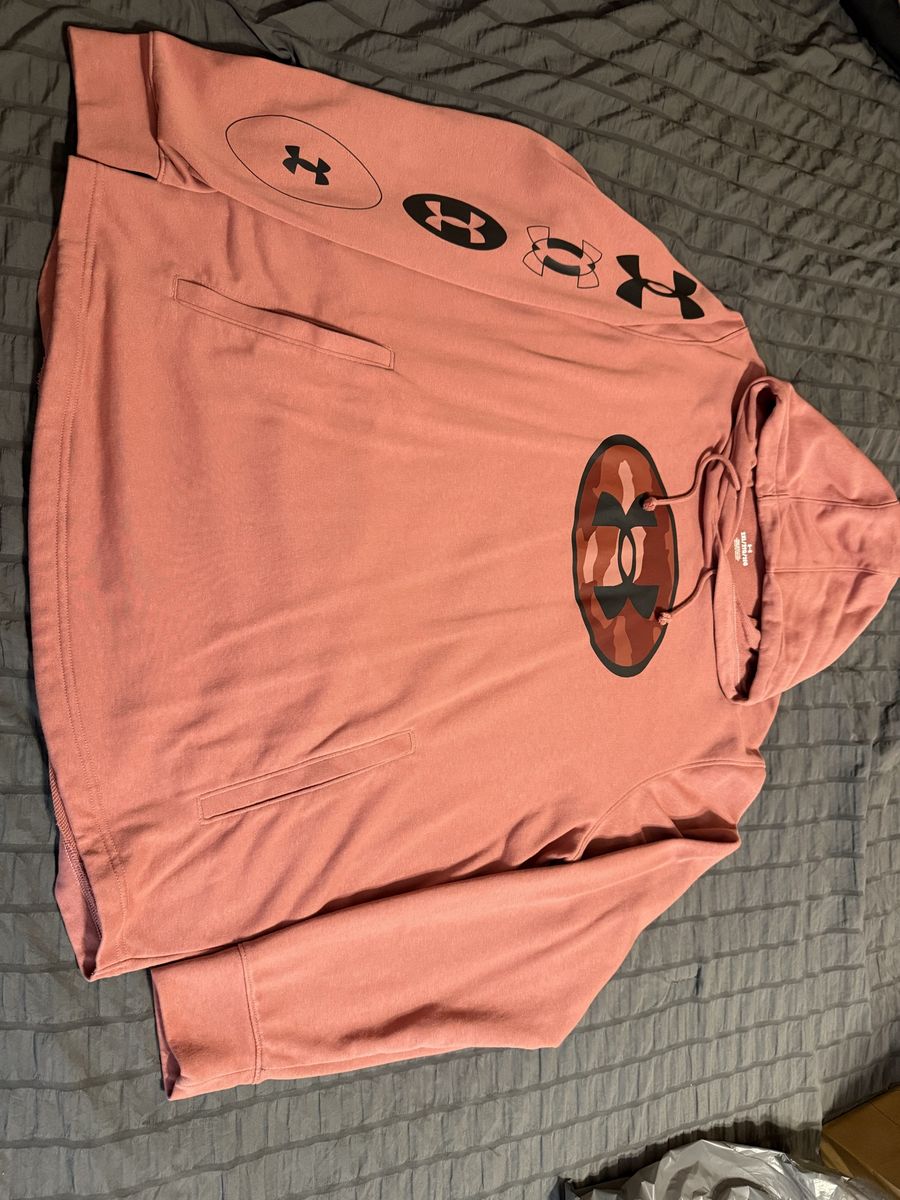 Under Armour Men's Hoodie | Size 2XL | Pink/Camo Logo | Pullover with Drawstring Hood