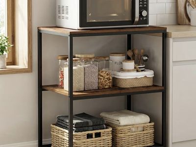 3-Tier Microwave Oven Stand Utility Kitchen Cart Storage Shelf Industrial Style