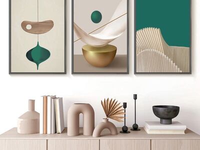 3 Piece 24" x 32" Large Modern Abstract Canvas Framed Wall Art