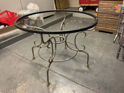 Unique Iron Table Base Reversible Painted Top