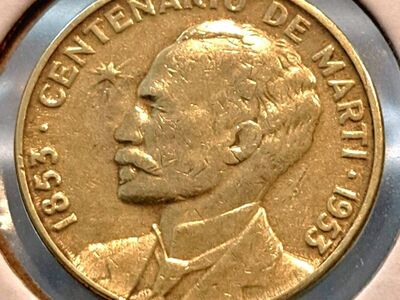 Rare 1953 Cuban 1 Centavo Coin 100th Aniversasry