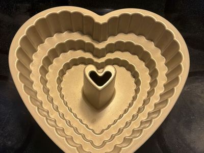 Nordic Ware Heart Bundt Pan, Gold, Tiered Design - Baking & Cake Pan