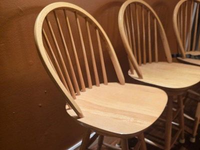 Set of 3 Wood Spindle Back Counter Stools - 24" Seat Height