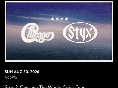 Three lawn seats plus lawn chair rentals and premiere parking pass for tonight’s Styx/Chicago concert @Usana