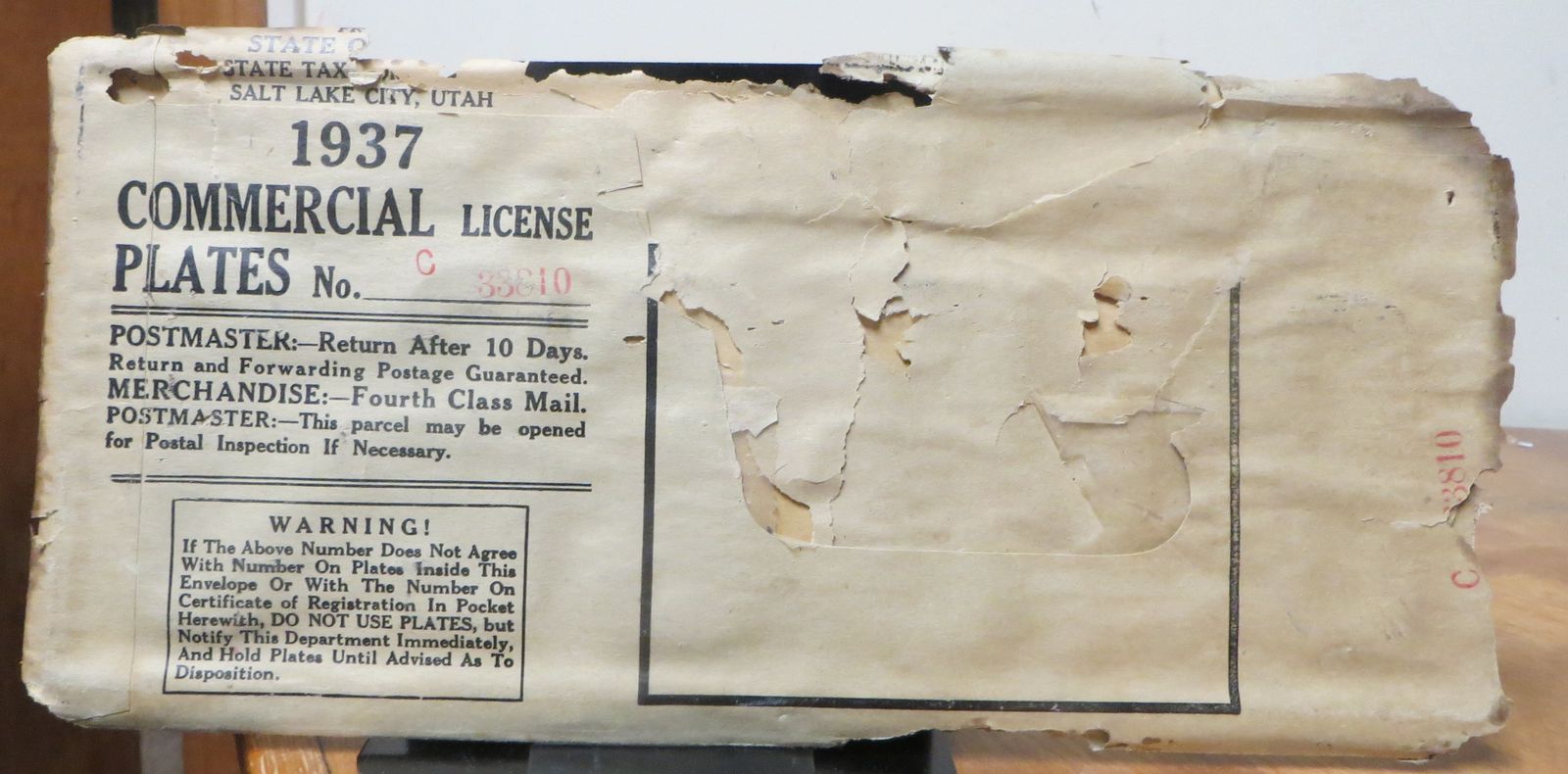 1937 Utah Commercial License Plate